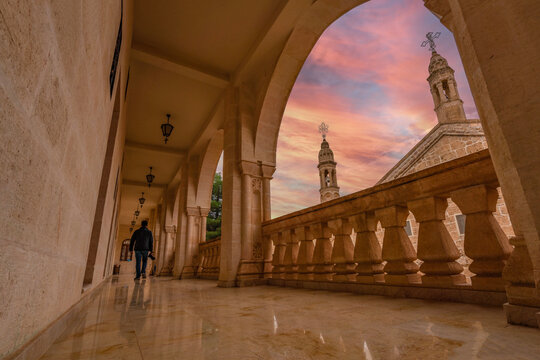 mardin region midyat district purple gabriel monastery architecture and colorful sky