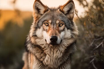 Naklejka na ściany i meble Wolf in the Forest - Generative AI