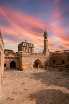 mardin region midyat district virgin mary church architecture and colorful sky