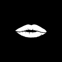 Female lips logo icon design isolated on black background