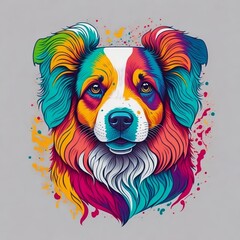 Colorful cute dog face with isolated background