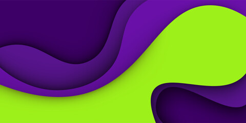 Horizontal banners paper cut waves abstract background.