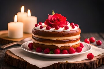 Obraz na płótnie Canvas beautifull cake design of birthday and dinner cake genrativea i techn oogy