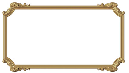 golden frame antique isolated on white