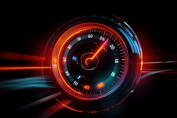 Energetic Speedometer Close-Up: Computer Graphics, Speed Blur, Redshift