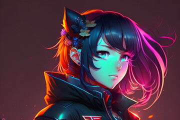 Naklejka premium Beautiful cute anime girl character