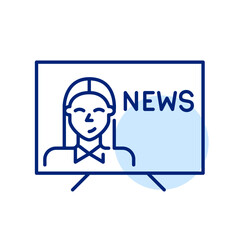 TV channel. Woman presenting news. Pixel perfect, editable stroke simple icon