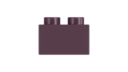 Fig Bricks Block Isolated on a White Background. Close Up View of a Plastic Children Game Brick for Constructors, Side View. High Quality 3D Rendering with a Work Path. 8K Ultra HD, 7680x4320, 300 dpi