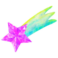 星　流れ星　水彩　手描き
