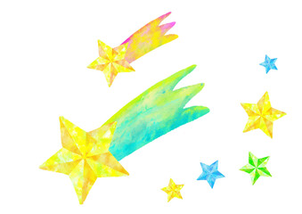 星　流れ星　水彩　手描き