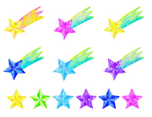 星　流れ星　水彩　手描き