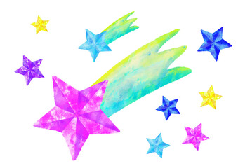 星　流れ星　水彩　手描き