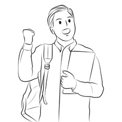 male student shouting yes with satisfaction