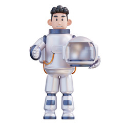 3d illustration astronaut holding a helmet