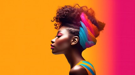 Fototapeta premium An illustration of a fashion portrait combined with abstract art., AI Generated.