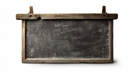 Obraz premium An aged blackboard placed on a white isolated background. Generative Ai