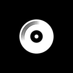 Vinyl music glyph icon isolated on black background 