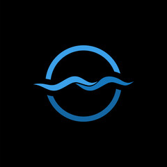 Water wave logo, beach waves, sea waves, isolated on black background