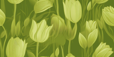 Green fallen flower illustration background, illustration effect