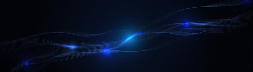 Abstract blue dynamic wavy lines background. Futuristic hi-technology. Landing page. Banners, flyers, and presentations. Vector illustration