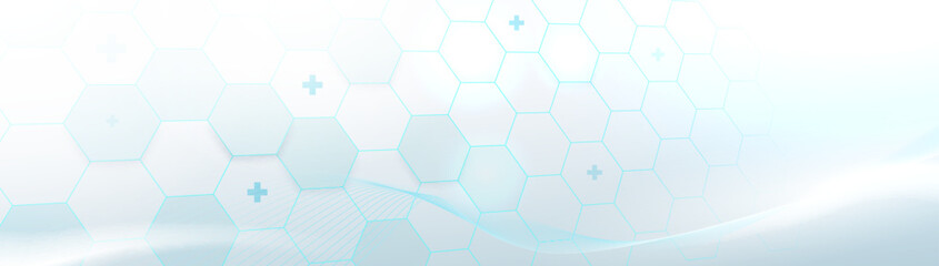Fototapeta premium Abstract white and blue hexagon background. Healthcare. Futuristic and technology concept background. Vector illustration