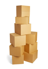 Obraz premium box package delivery cardboard carton packaging isolated shipping gift container brown send transport moving house relocation