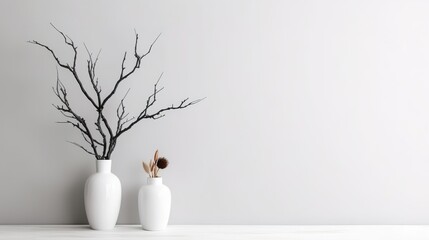 White Home Decoration with White background and copy space ai generated
