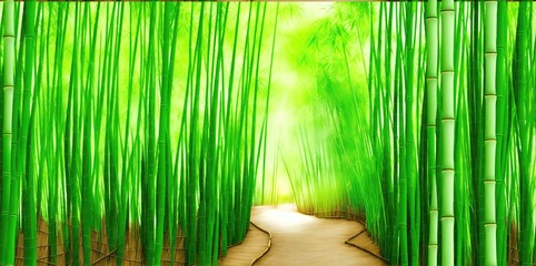 Lanscape of bamboo tree in tropical rainforest.