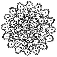 Mandala, vector hand-drawing ,Ornaments in an ethnic oriental style. Coloring book pages.