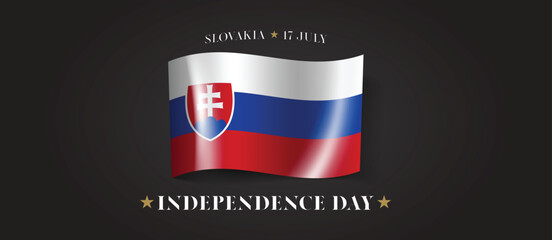 Slovakia happy independence day greeting card, banner with template text vector illustration