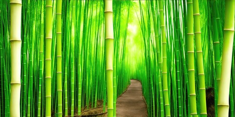 Lanscape of bamboo tree in tropical rainforest.