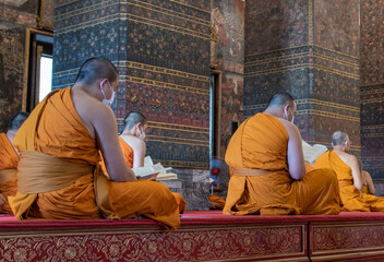 Buddhist monks in Thailand on Covid19 season.