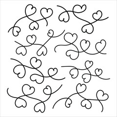 set of Hand drawn Valentine Heart Doodle Lines calligraphic swirl and Swirly heart Stock vector illustration flourish doodle design elements and ornaments design elements for t-shirt, poster, banner