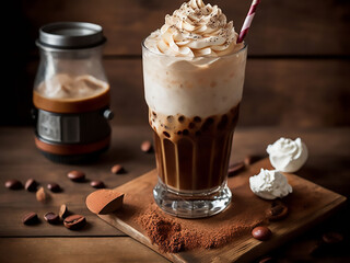 coffee latte with cinnamon sticks