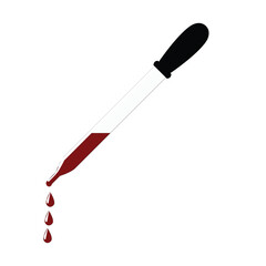 Pipette with a drop of blood on white background. Vector illustration.