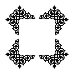 Oriental black and white vector frame with Arabesques