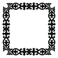 Oval black and white border frame deco. Vector clip art.