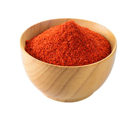 Cayenne pepper in wood bowl on transparent png