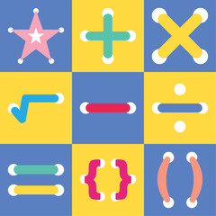 Obraz premium Set of colorful educational flat icon vector illustration
