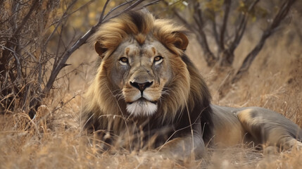 Fototapeta premium African lion, Generative AI
