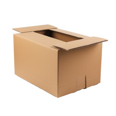 Cardboard box. Cardboard box isolated on transparent background. Generative AI.