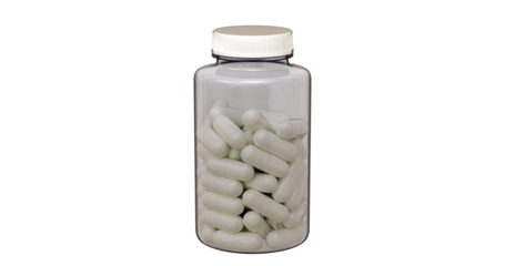 transparent bottle of pills for healthcare