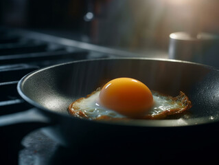 fried egg in frying pan, Generative AI