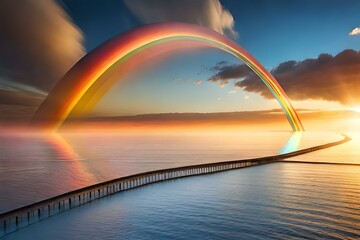 Fototapeta na wymiar a vibrant rainbow after a refreshing rain shower