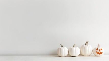 Fototapeta na wymiar Halloween Pumpkin Decoration with white background and copy space ai generated
