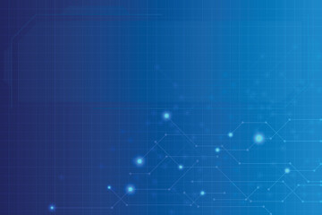 Blue Network background with line and dot connection. Template of business banner.