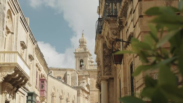 Historical Church and Buildings in Mdina in Malta