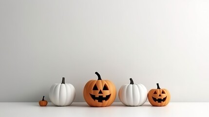 Halloween Pumpkin Decoration with white background and copy space ai generated
