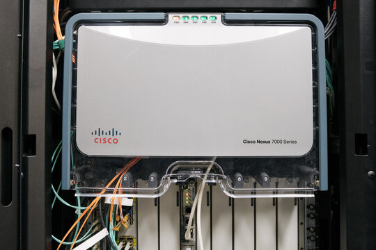 The datacenter is equipped with advanced server hardware Cisco Nexus 7000 - Moscow, Russia, May 30, 2019