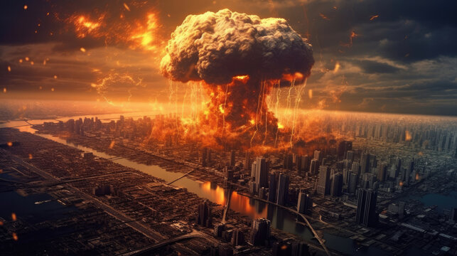 Nuclear war, destruction of the planet. World war, last days of mankind. Elements of image provided